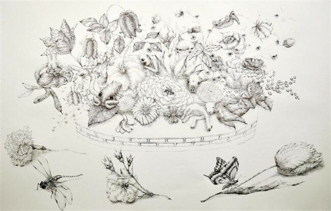 Joo Lee Kang_Bouquet of Nature #2_2011_Ballpoint pen on paper_55 x 85 inches (Medium)