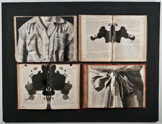 (Ekaterina Panikanova | Box Num. 53, Ink, watercolor, and graphite on aged books. Mounted on birch 20″ x 25″, presented at SCOPE, courtesy of Converge Gallery, Williamsport, PA) - See more at: http://www.newamericanpaintings.com/blog/highlights-armory-week#sthash.35VDxxHX.dpuf