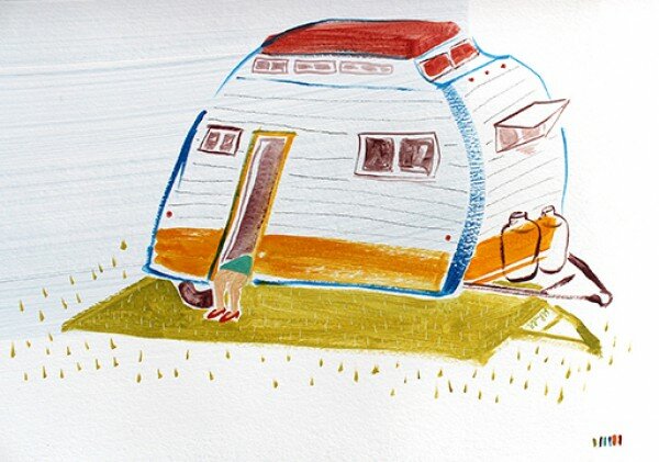 Happy Camper by Sarah Gay, recently shown in Parks and Rec Exhibit at Atlantic Wharf Gallery