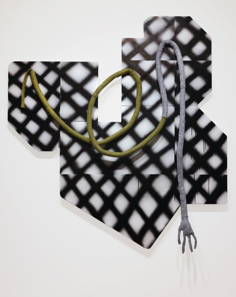 Aborophilia, Acrylic on panels & felt. 60" x 54", 2016